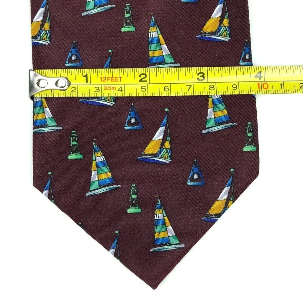 Utopia Men's Tie Handmade Burgundy Sailboat Boat Nautical Novelty Necktie 57
